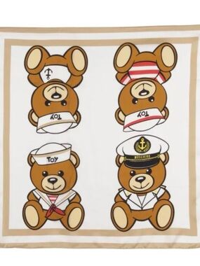 Moschino Beige & White Teddy Sailor Print Scarf Panel